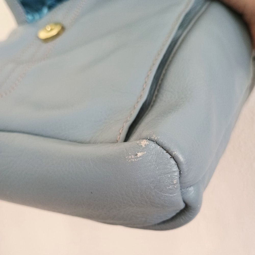 Stone Mountain Light Blue Pebble Leather Convertible Crossbody Shoulder Bag - Picture 13 of 16